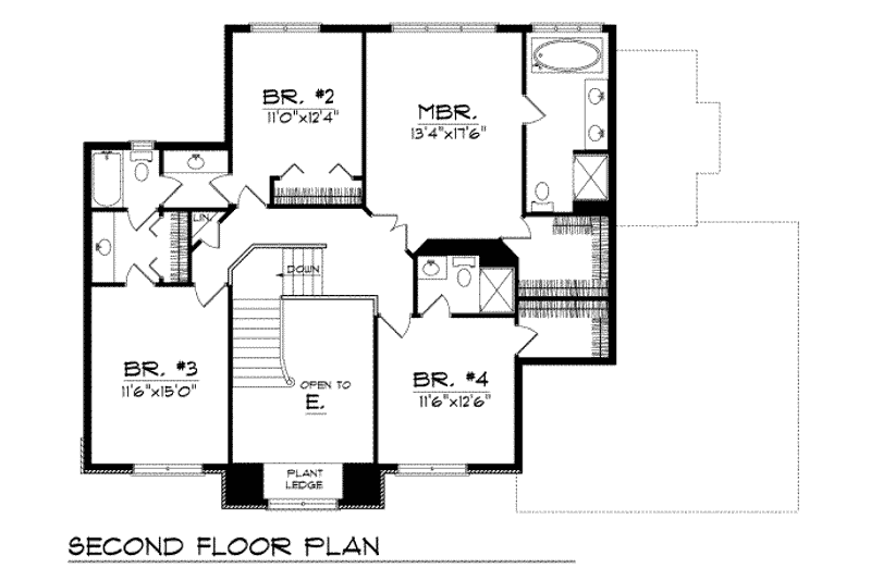 Home Plan - Floor Plan - Upper Floor for Traditional House Plan #70-441 - 4 bed, 3.5 bath
