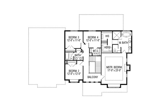 Floor Plan - Upper Floor for Craftsman House Plan #920-74 - 6 bed, 3.5 bath