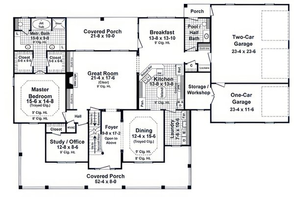 Dream House Plan - Floor Plan - Main Floor for Farmhouse House Plan #21-658 - 4 bed, 3.5 bath