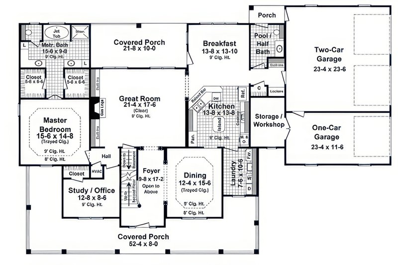 Dream House Plan - Floor Plan - Main Floor for Farmhouse House Plan #21-658 - 4 bed, 3.5 bath