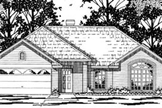 Exterior - Front Elevation for Traditional House Plan #42-222 - 3 bed, 2 bath