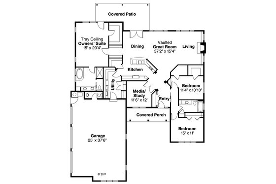 Floor Plan - Main Floor for Traditional House Plan #124-885 - 3 bed, 2.5 bath