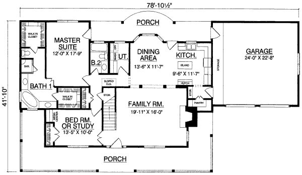 Home Plan - Country Floor Plan - Main Floor Plan #40-408
