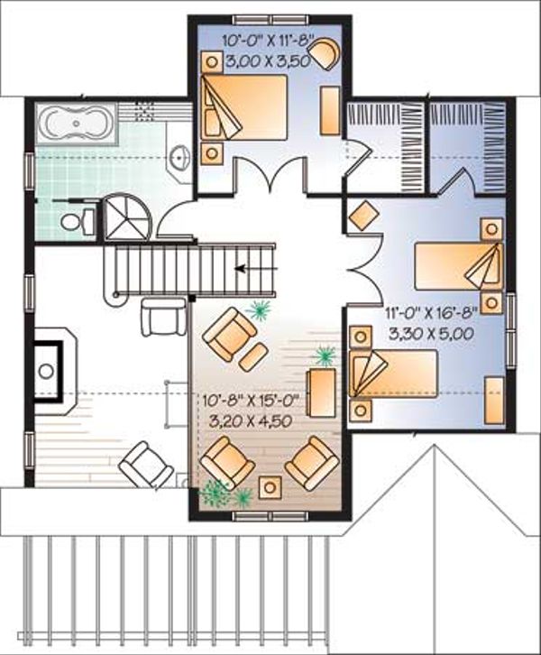 House Blueprint - Traditional Floor Plan - Upper Floor Plan #23-2174