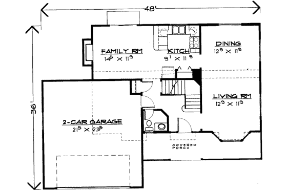Floor Plan - Main Floor for Modern House Plan #308-147 - 3 bed, 2.5 bath