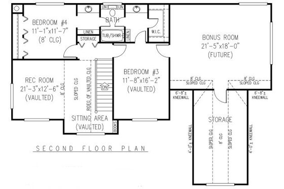 Floor Plan - Upper Floor for Country House Plan #11-222 - 4 bed, 2.5 bath
