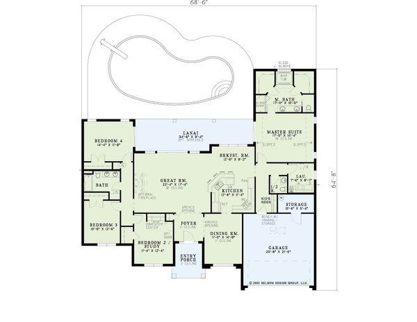 Architectural House Design - Mediterranean Floor Plan - Main Floor Plan #17-1134