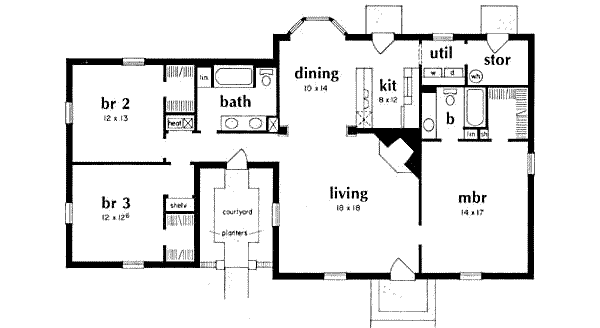 Home Plan - Southern Floor Plan - Main Floor Plan #36-405
