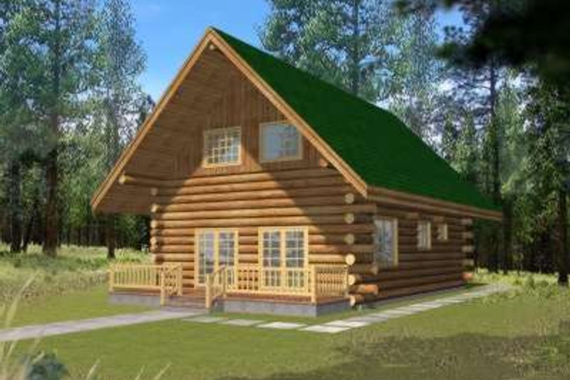 House Design - Log Exterior - Front Elevation Plan #117-476