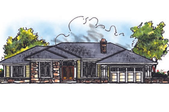 Exterior - Front Elevation 3 for Traditional House Plan #70-236 - 3 bed, 2.5 bath