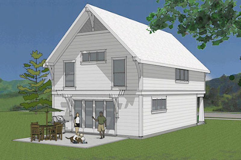 House Blueprint - Exterior - Rear Elevation 1 for Craftsman House Plan #48-490 - 3 bed, 2.5 bath