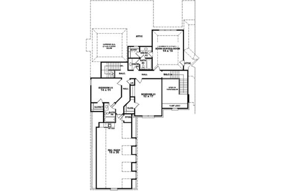 Floor Plan - Upper Floor for Traditional House Plan #81-600 - 3 bed, 4 bath