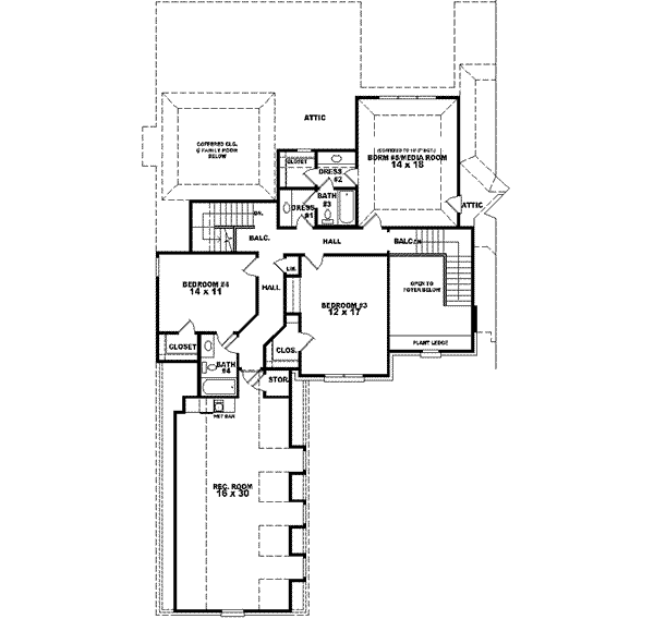 Traditional Floor Plan - Upper Floor Plan #81-600