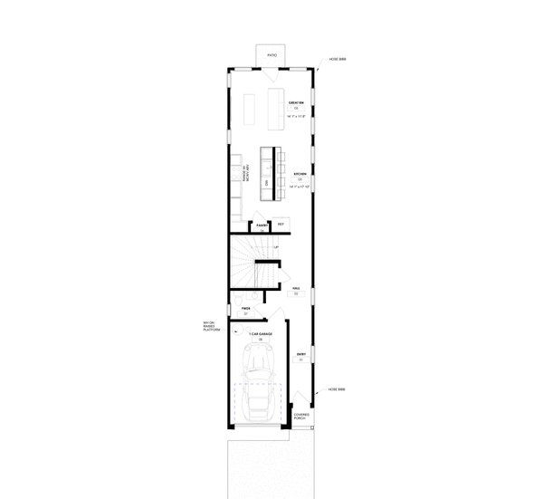 House Blueprint - Floor Plan - Main Floor for Modern House Plan #1129-27 - 3 bed, 2.5 bath