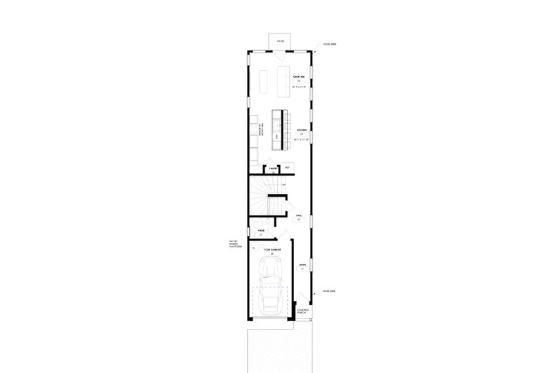 House Blueprint - Floor Plan - Main Floor for Modern House Plan #1129-27 - 3 bed, 2.5 bath