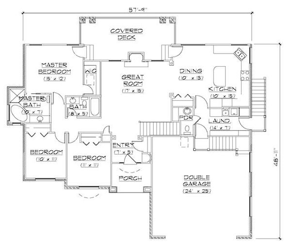 Architectural House Design - Ranch Floor Plan - Main Floor Plan #5-236