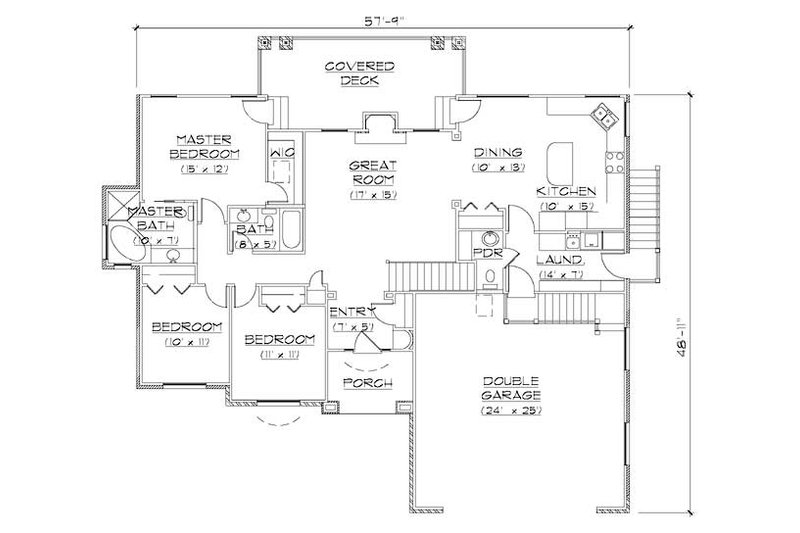 Home Plan - Floor Plan - Main Floor for Ranch House Plan #5-236 - 5 bed, 3.5 bath