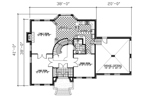 Floor Plan - Main Floor for European House Plan #138-216 - 4 bed, 2.5 bath