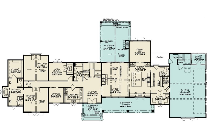 Home Plan - Floor Plan - Main Floor for Contemporary House Plan #923-400 - 4 bed, 3.5 bath
