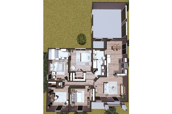 Floor Plan - Main Floor for Craftsman House Plan #44-218 - 4 bed, 2 bath