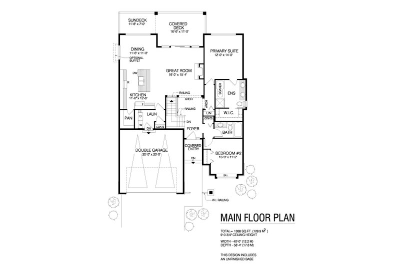 House Design - Floor Plan - Main Floor for Craftsman House Plan #1100-148 - 2 bed, 2 bath