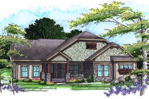 Ranch Exterior - Front Elevation Plan #70-1039