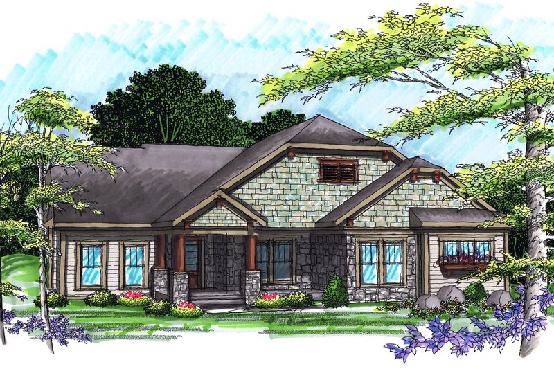 Ranch Style House Plan - 2 Beds 2.5 Baths 1945 Sq/Ft Plan #70-1039