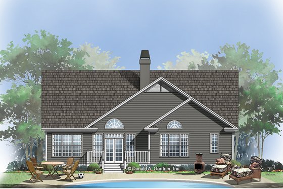 Exterior - Rear Elevation for Country House Plan #929-554 - 3 bed, 2 bath
