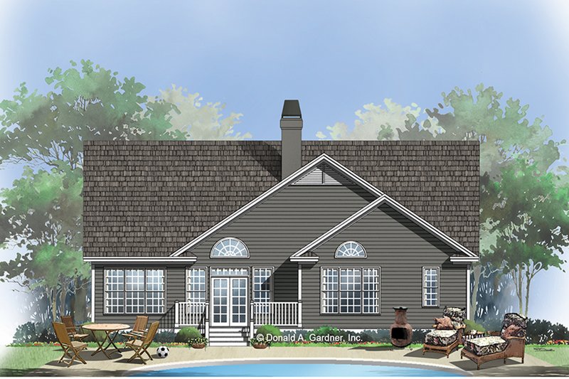 Home Plan - Exterior - Rear Elevation for Country House Plan #929-554 - 3 bed, 2 bath