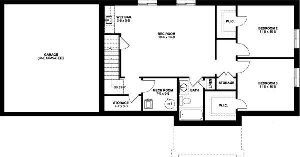 Architectural House Design - Farmhouse Floor Plan - Lower Floor Plan #126-175