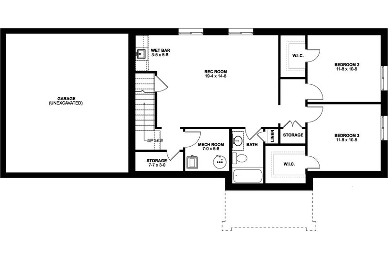 Dream House Plan - Floor Plan - Lower Floor for Farmhouse House Plan #126-175 - 2 bed, 2 bath