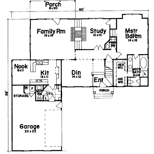 Home Plan - Colonial Floor Plan - Main Floor Plan #52-131