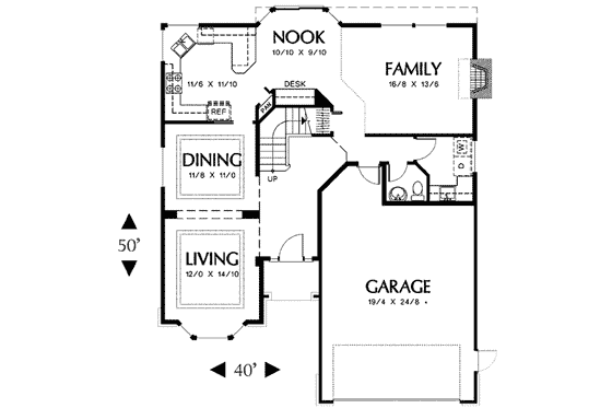 Floor Plan - Main Floor for Traditional House Plan #48-209 - 4 bed, 2.5 bath