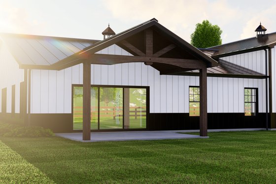 Exterior - Covered Porch 1 for Barndominium House Plan #1064-192 - 2 bed, 2 bath