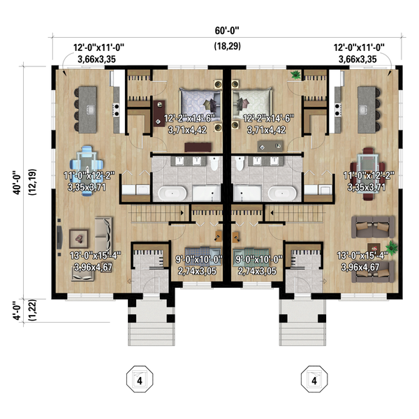 Contemporary Floor Plan - Upper Floor Plan #25-5008