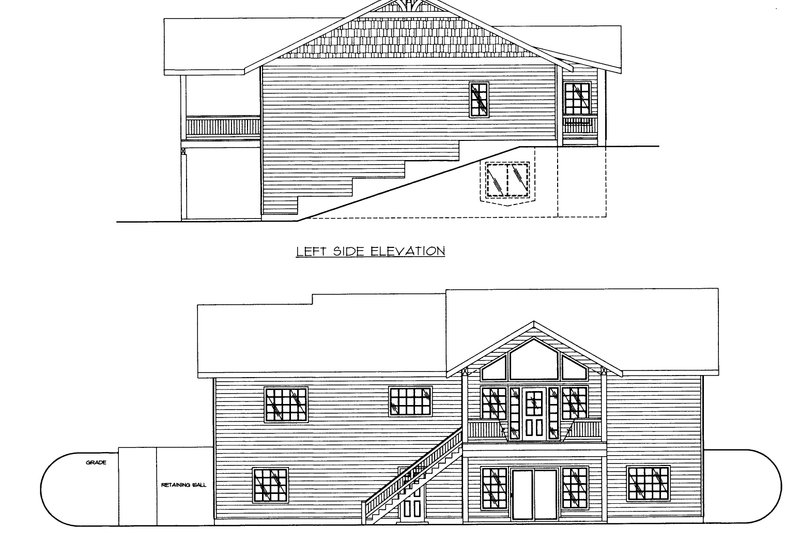 Architectural House Design - Exterior - Rear Elevation for Craftsman House Plan #117-1084 - 4 bed, 3.5 bath