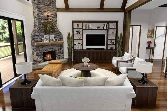 Interior - Family Room for Ranch House Plan #54-565 - 3 bed, 2.5 bath