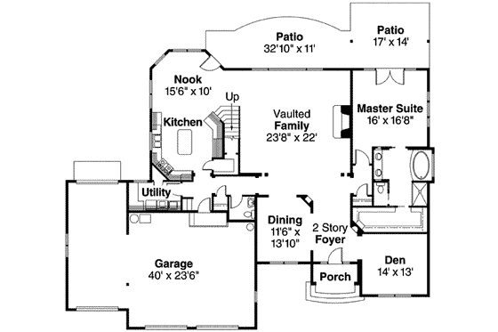 Floor Plan - Main Floor for Country House Plan #124-555 - 3 bed, 3.5 bath