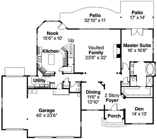 Architectural House Design - Country Floor Plan - Main Floor Plan #124-555