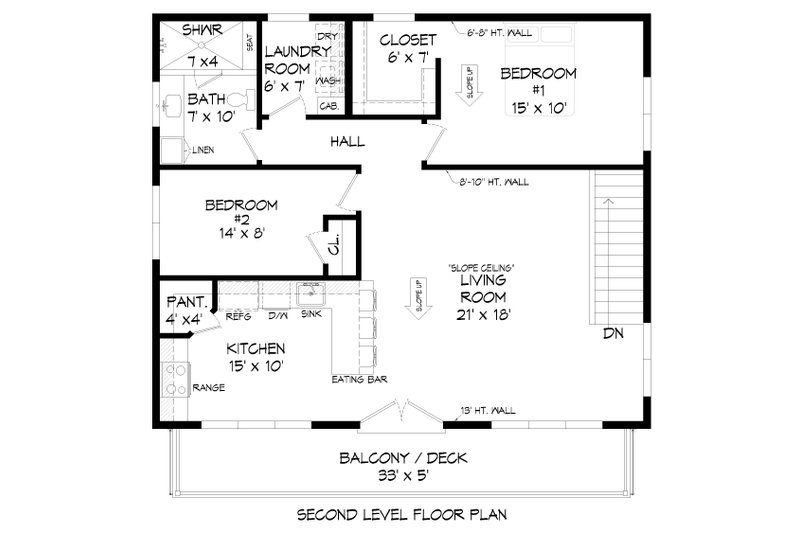 Dream House Plan - Floor Plan - Upper Floor for Modern House Plan #932-386 - 2 bed, 1 bath