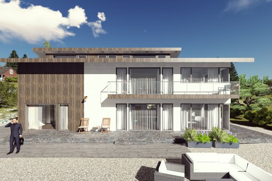 Exterior - Front Elevation 3 for Modern House Plan #549-5 - 5 bed, 5 bath