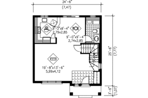 Floor Plan - Main Floor for Traditional House Plan #25-227 - 3 bed, 1.5 bath