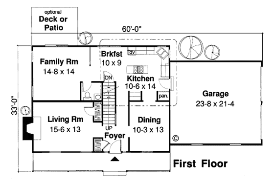Floor Plan - Main Floor for Farmhouse House Plan #312-580 - 3 bed, 2.5 bath