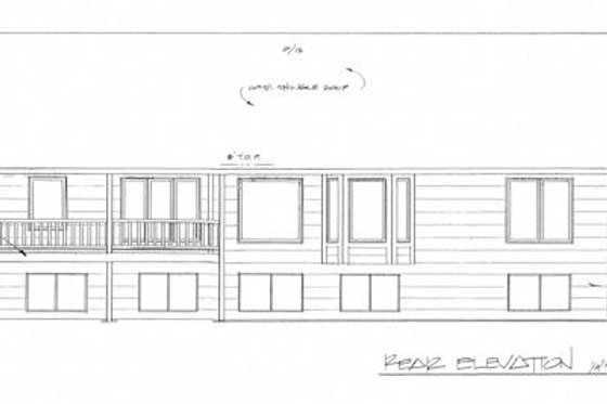 Exterior - Rear Elevation for Ranch House Plan #58-198 - 3 bed, 2 bath