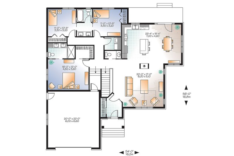Dream House Plan - Floor Plan - Main Floor for Ranch House Plan #23-2622 - 3 bed, 2.5 bath