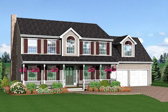 Exterior - Front Elevation for Farmhouse House Plan #75-141 - 3 bed, 2.5 bath