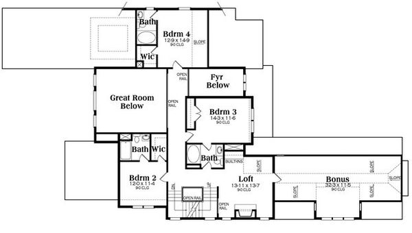 Traditional Floor Plan - Upper Floor Plan #419-272