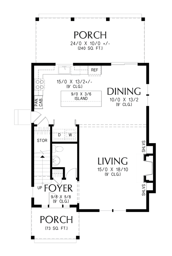 Farmhouse Floor Plan - Main Floor Plan #48-1166