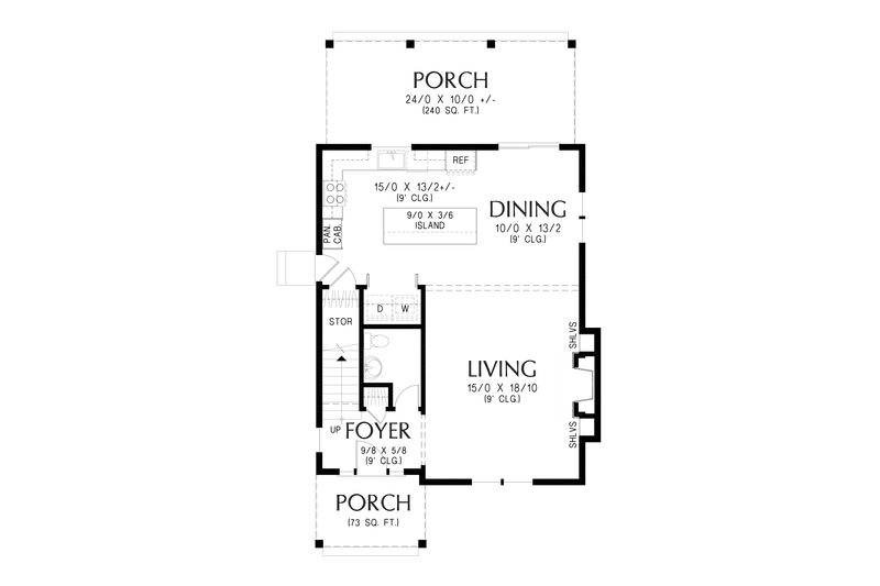 House Design - Floor Plan - Main Floor for Farmhouse House Plan #48-1166 - 3 bed, 2.5 bath