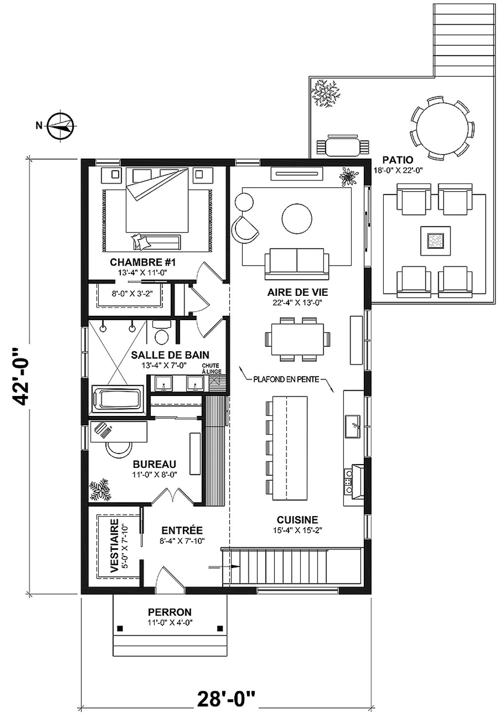 Floor Plan - Main Floor for Contemporary House Plan #23-2906 - 2 bed, 1 bath